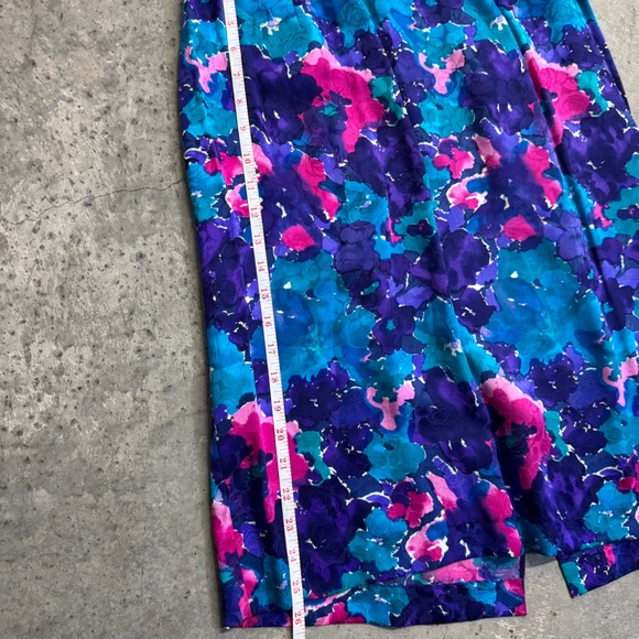 Vintage Spenser Jeremy Blue Silk Floral Two-Piece Blazer Skirt Set Size 12 - Picture 4 of 12